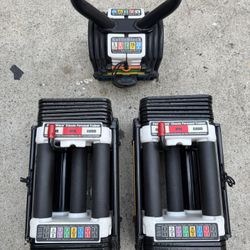 Powerblock Adjustable Dumbells 50lbs And A Power block Adjustable 20lbs Kettlebell 