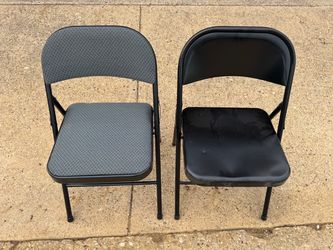 PRICE IS FIRM! Pair Of Black Folding Metal Chairs