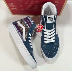 Vans Sk8-Hi Fair Isle Blue Multi Boho Southwestern Print Sneakers Women Size 7