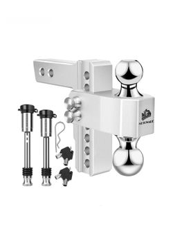 Adjustable Trailer Hitch Fits 2" Receiver, 6" Drop/Rise 14K GTW Aluminum Drop Hitch, Dual Ball (2" & 2-5/16"), Double Stainless Steel Locks & Hitch Pi