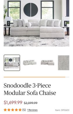 3-Piece Modular Sofa Chaise