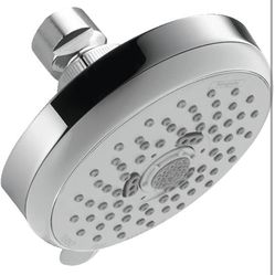 hansgrohe Croma 100 4-inch Showerhead Low Flow Modern 3-Spray Full, Pulsating Massage, Intense Turbo Water Saving with QuickClean in Chrome,@H7-54