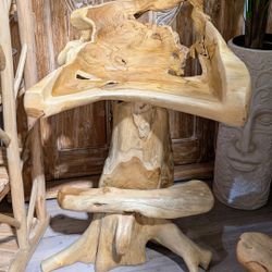 Teak Root High Chair With Foot Rest