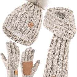 Women’s Beanie Hat Scarf Gloves Set