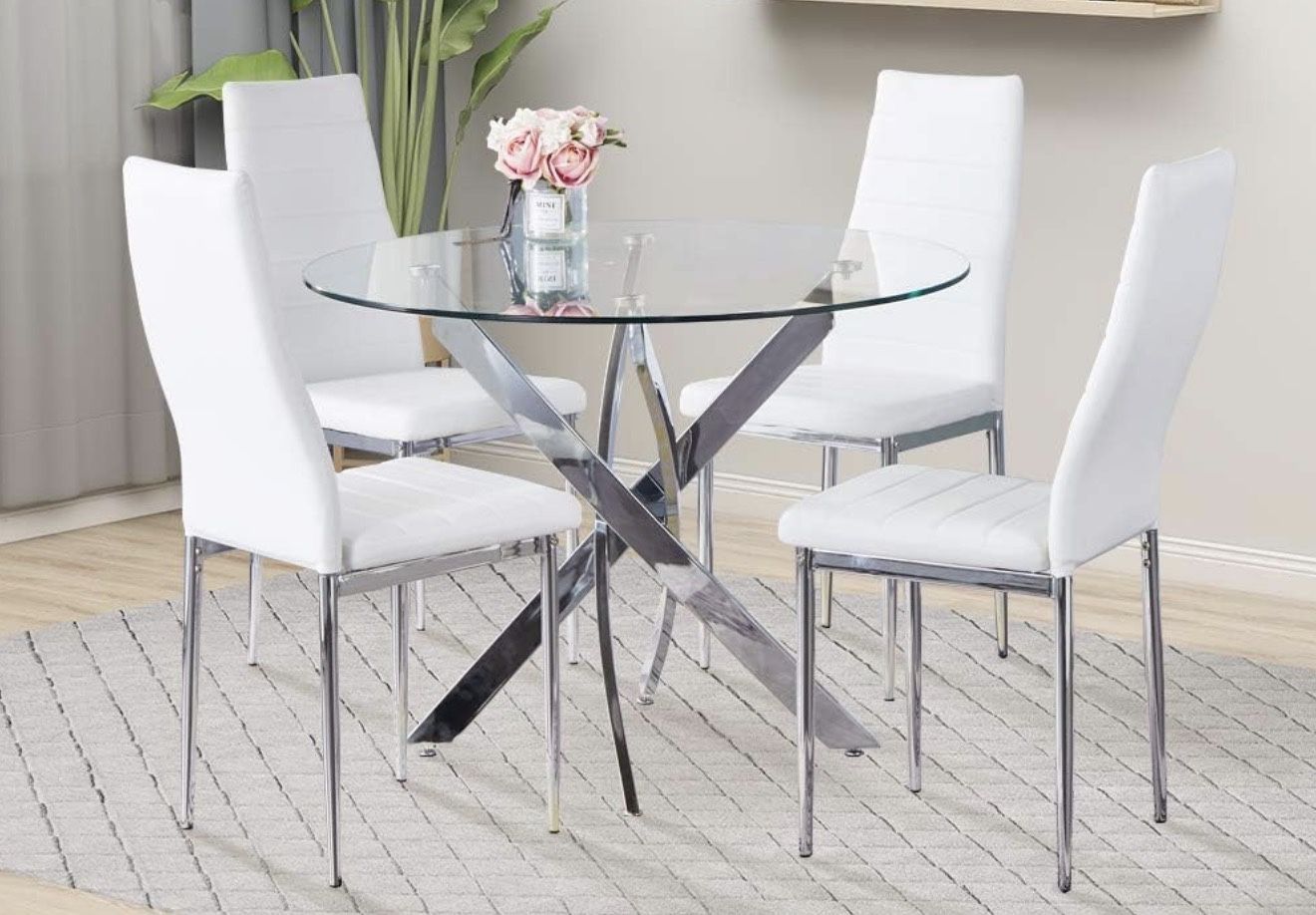 4 Seater Glass Dining Table With Chairs