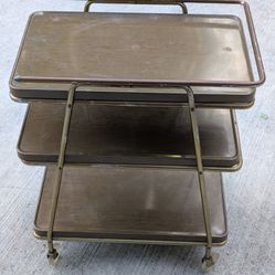 Vintage COSCO Mid Century 3 Tier Metal Rolling Bar Trolley Cart 