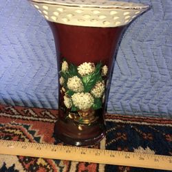 Vintage Porcelain Vase Pierced Top Hydrangea Collection Lisa White 