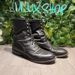 Vintage 90s Justin Roper Black Lace Up Kilte Cowgirl Western Boots 8.5 506