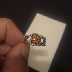 Sterling Silver Amber Ring