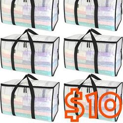 (NEW) Storage Bags for Clothes/Blankets - 6 Pack