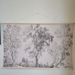 BRAND NEW 
Extra Large Canvas Print Wall Art Vintage Arboreal Trees in an Etching Illustrations Modern Art Relax/Calm Warm for Living Room, Bedroom, O