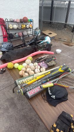 Baseball Bat and Sports Equipment Lot