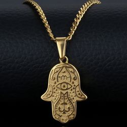 Hamsa Pendant Chain New Gold Fatima 