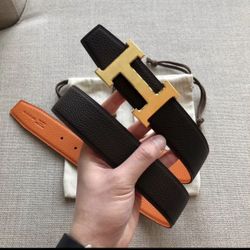Hermes authentic 38mm reversible leather Men’s gold H belt size 34/90cm