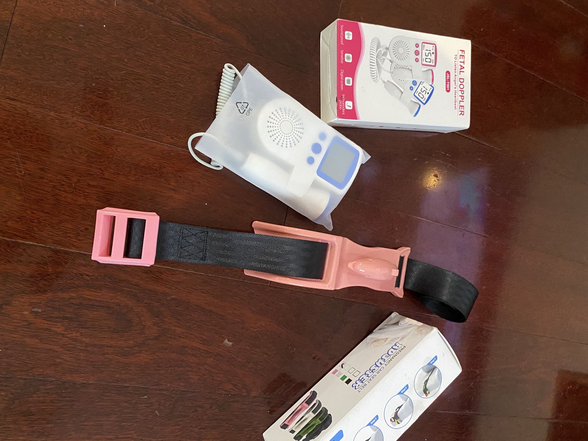 Pregnancy car seat belt & Fetal Doppler, read description