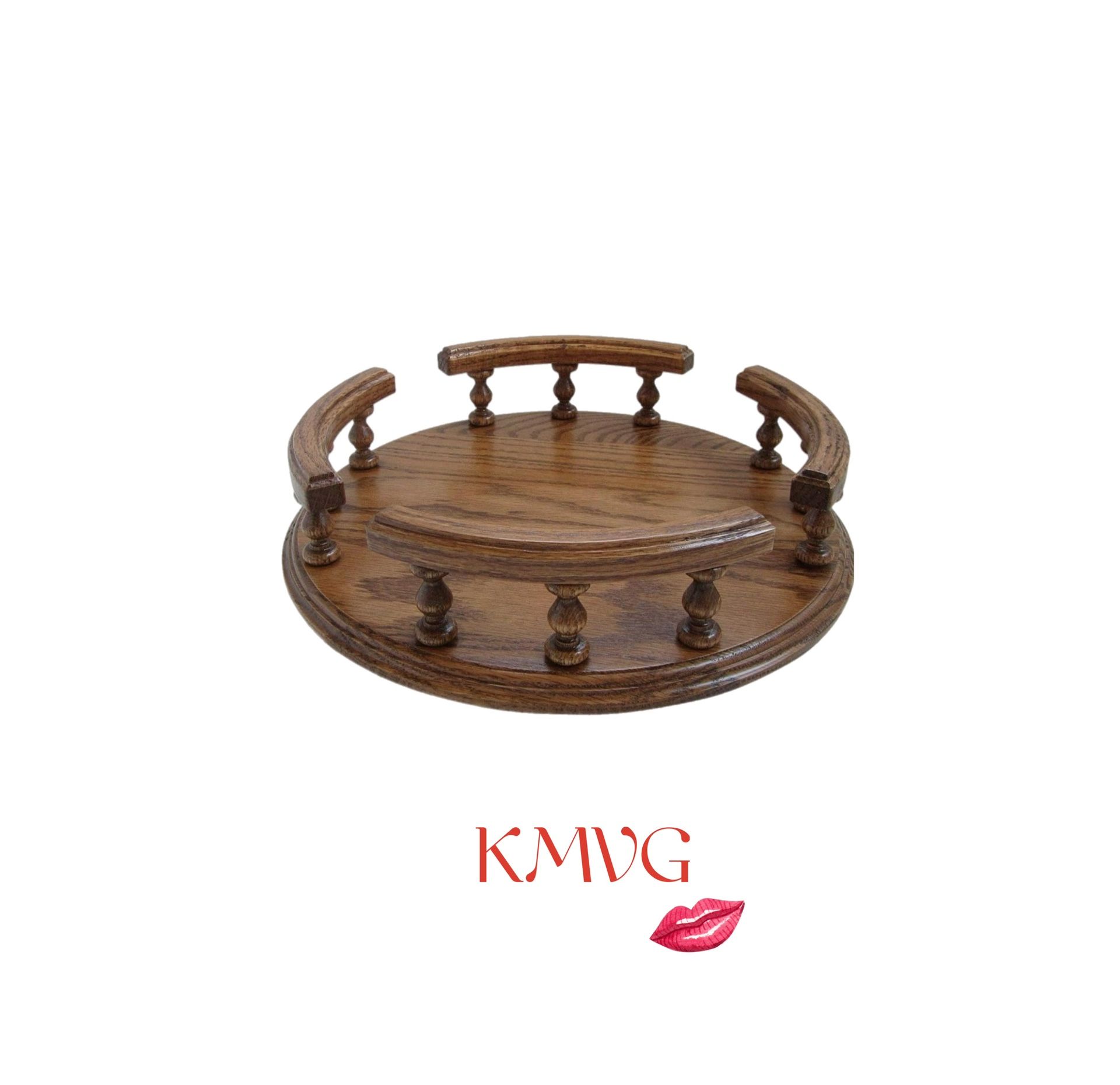 Vtg Amish Handcrafted 12" Lazy Susan Turn Revolving Solid Wood Oak Table