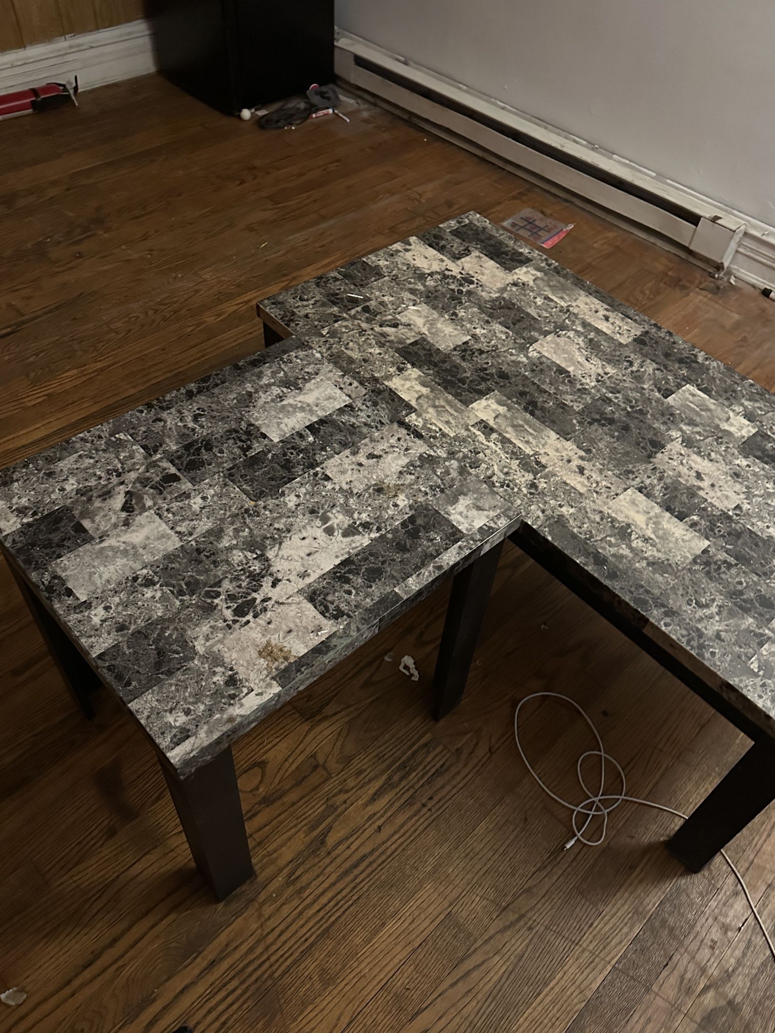 Gray Faux Marble Coffee Table Set