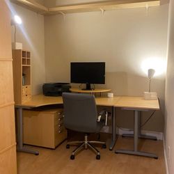 IKEA Office Desk, File Cabinet & Chair