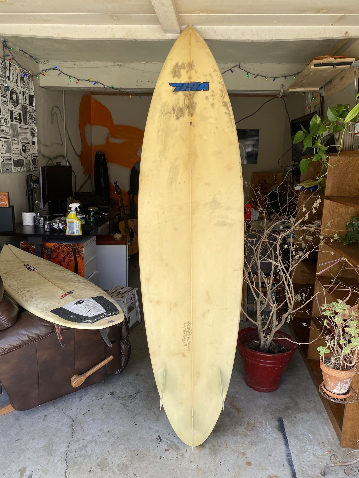 7’4 Thruster Glased In Fins