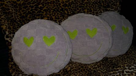 Round Smiley Face Plush Pillows Set of 3