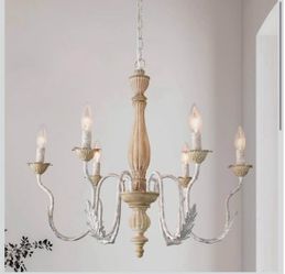 French Country Chandelier,6-Light Distressed Antique Brown Metal Farmhouse Chandelier for Dining Room Light Fixture Candle Pendant Light Fixtures Hang