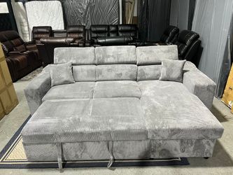 CLEARANCE $799 Reversible Storage Sleeper Sectional with Wireless Charging Pad BRAND NEW IN THE BOX