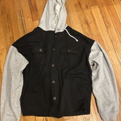Black and grey PacSun hooded jacket size medium/large 