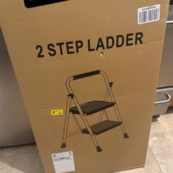 2 Step Ladder, Portable Steel Folding Step Stool with Wide Anti-Slip Pedal & Convenient Handgrip, 500lbs Sturdy Steel Ladder, Black  Material:  Alloy 