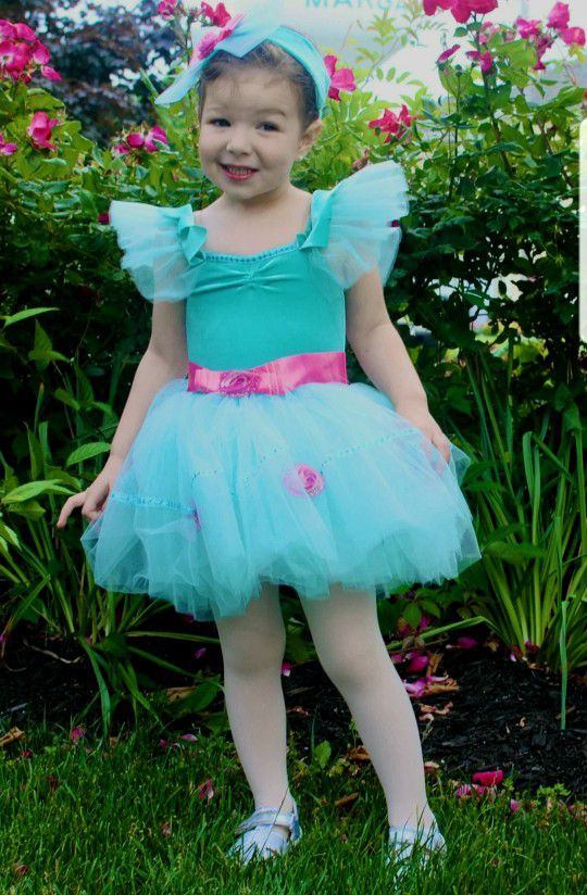 Little girls revolution dancewear blue princess flower dress size small