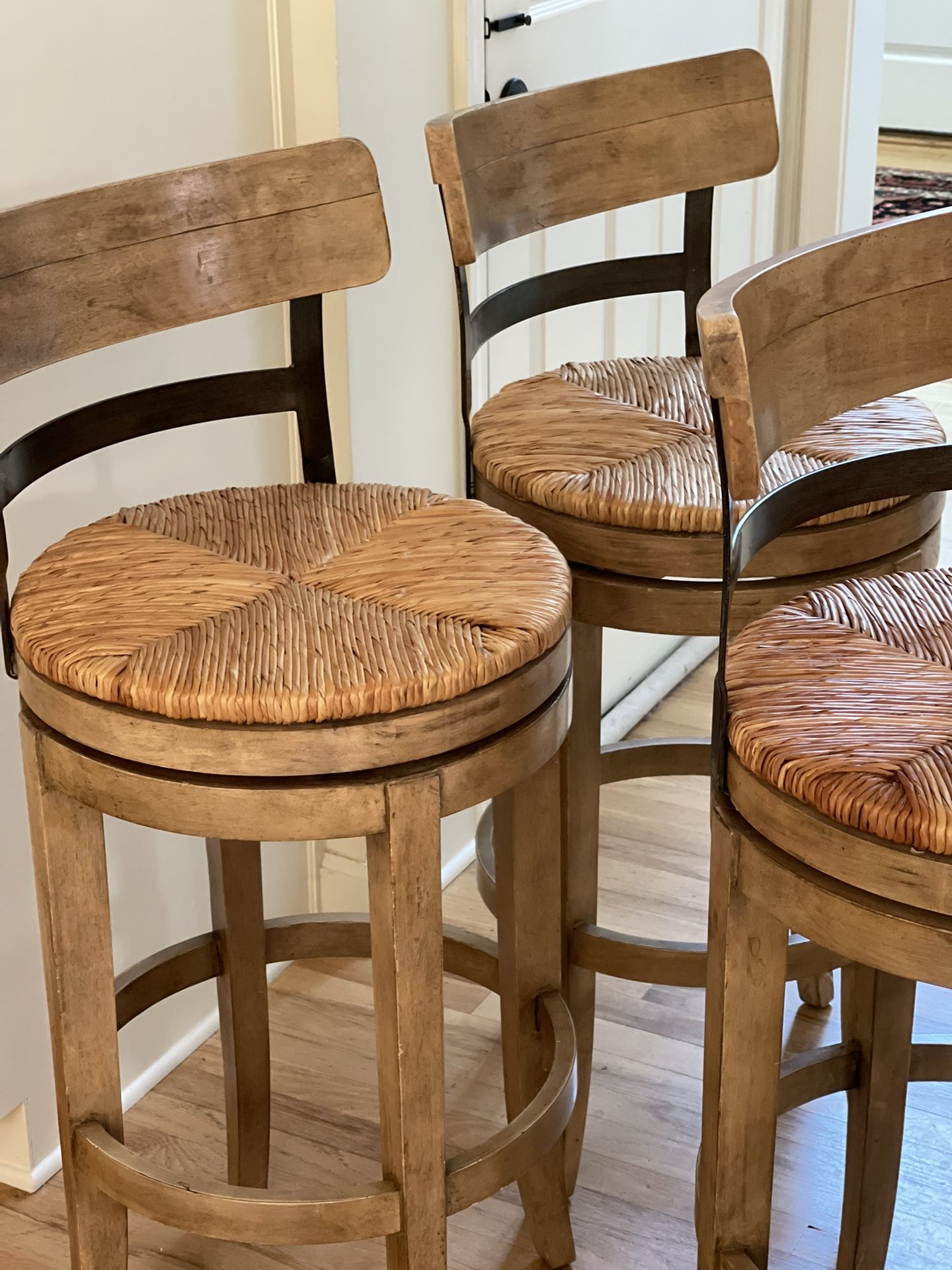 Ballard Designs Marguerite Swivel Bar Stools, Set of 3