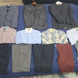 Men’s Clothing Lot – Suits, Blazers, Dress Shirts, Pants (30+ Pieces) – Size M / 32–33