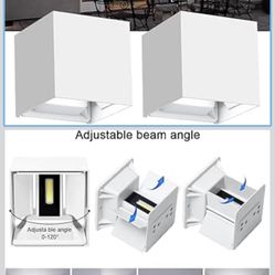 dmo Outdoor LED Wall Sconces, Up and Down Wall Lights, Adjustable Beam Angle, Aluminum IP65 20W High Power 6000K 1800LM Modern Outdoor Lighting Fixtur