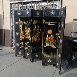 Vintage lacquered 6-panel room divider