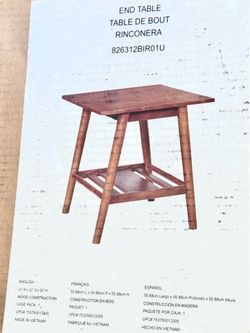 Wood End Table with Lower Shelf