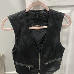 Black Leather Harley Davidson Vest