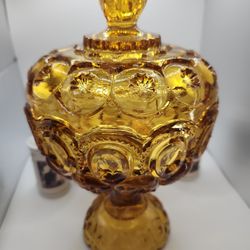 Vintage LE Smith Amber Glass Moon And Stars- Perfect Condition