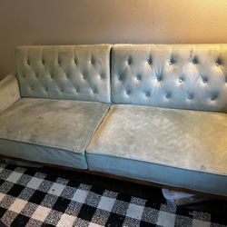 Velvet Aqua Green Futon