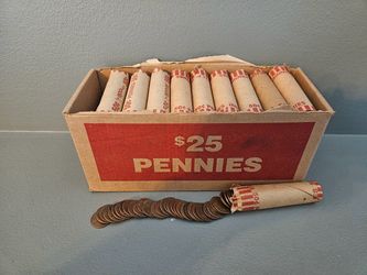 Box of copper pennies