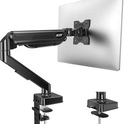 Acer Single Monitor Mount, Fully Adjustable Monitor Arm Fits 17-34" Screens, Gas Spring VESA Mount with C-Clamp & Grommet Base, Computer Desk Arm W/ T