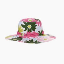 Gymboree Girl's Floral Sun Wide-Brim Hat Swim Shop Collection Sz 3-4 Brand New