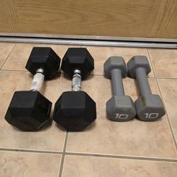 ( Set Of 4 Hexagon Weights ) 2-20lbs / 2-10lbs / Hexagon Weights / Exercise Weights