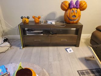 Dark Wood TV Stand with Drawers