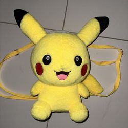 big pikachu backpack stuffed animal zipper yellow pokemon carry large toy gift birthday kid boy girl