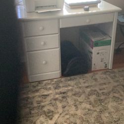 4 Drawer Desk White 