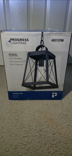 Progress Lighting
Bradberry 1-Light Matte Black Farmhouse Square Small Hanging Pendant Light