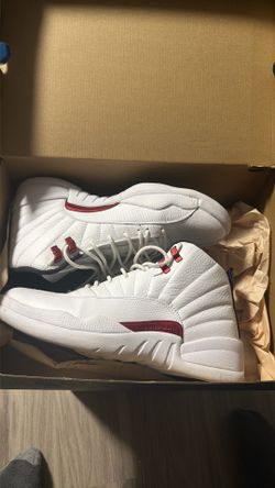Jordan’s 12 White And Red Size 10.5 Man