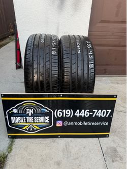 2 USED TIRES 235/45/18 MOMO TOPRUN M300 AS SPORT $140 CASH PRICE MOUNTED & BALANCE