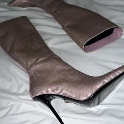 Pink & beige Versace boots