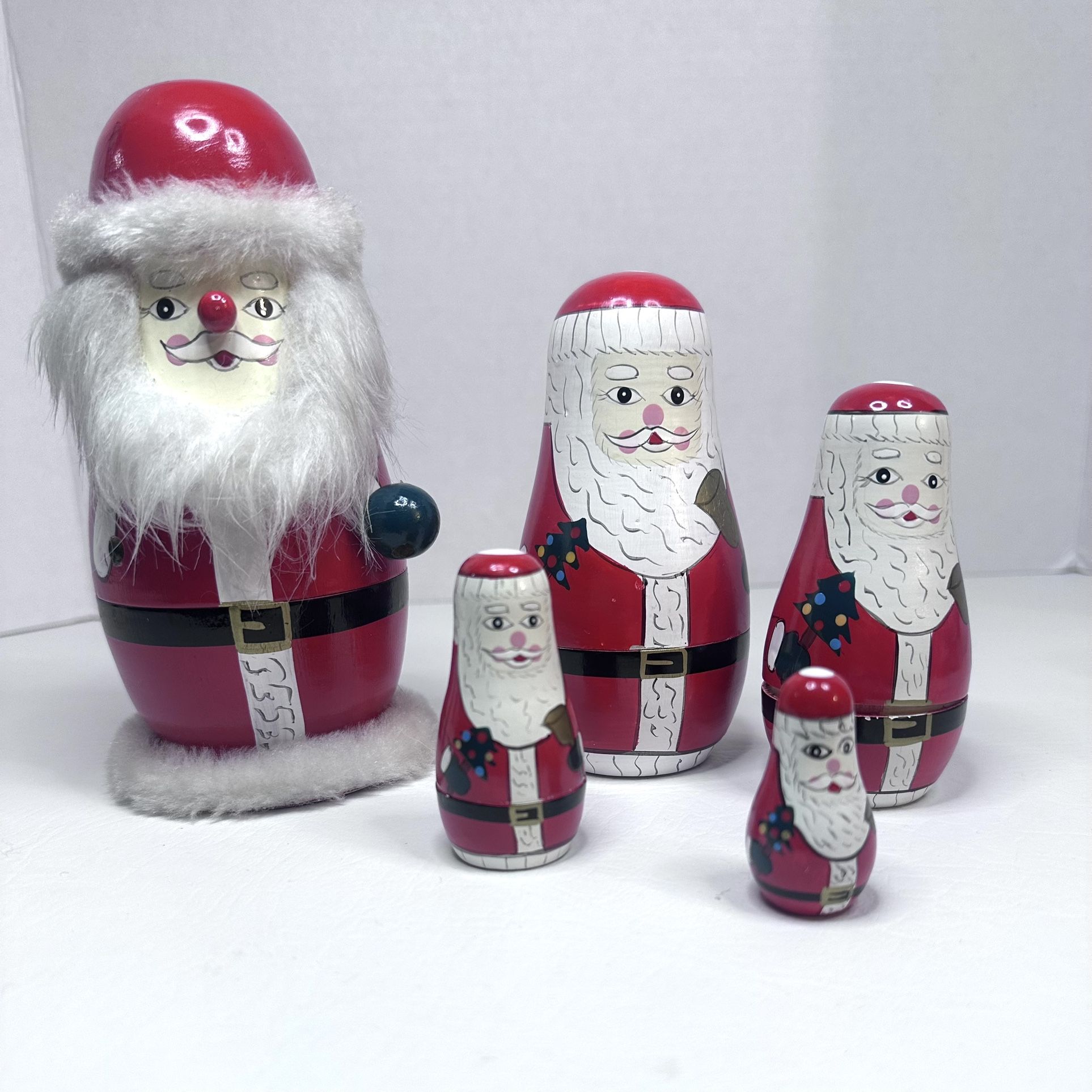 Vintage Santa Claus Hand Painted Nesting Dolls (5)