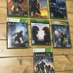 7x HALO XBOX/ONE GAMING LOT - HALO 2,3,3ODST, 4,5, WARS, REACH GAMES 